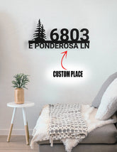 Custom Metal Home House Address Sign With Tree For Rock Or Wall Decorations